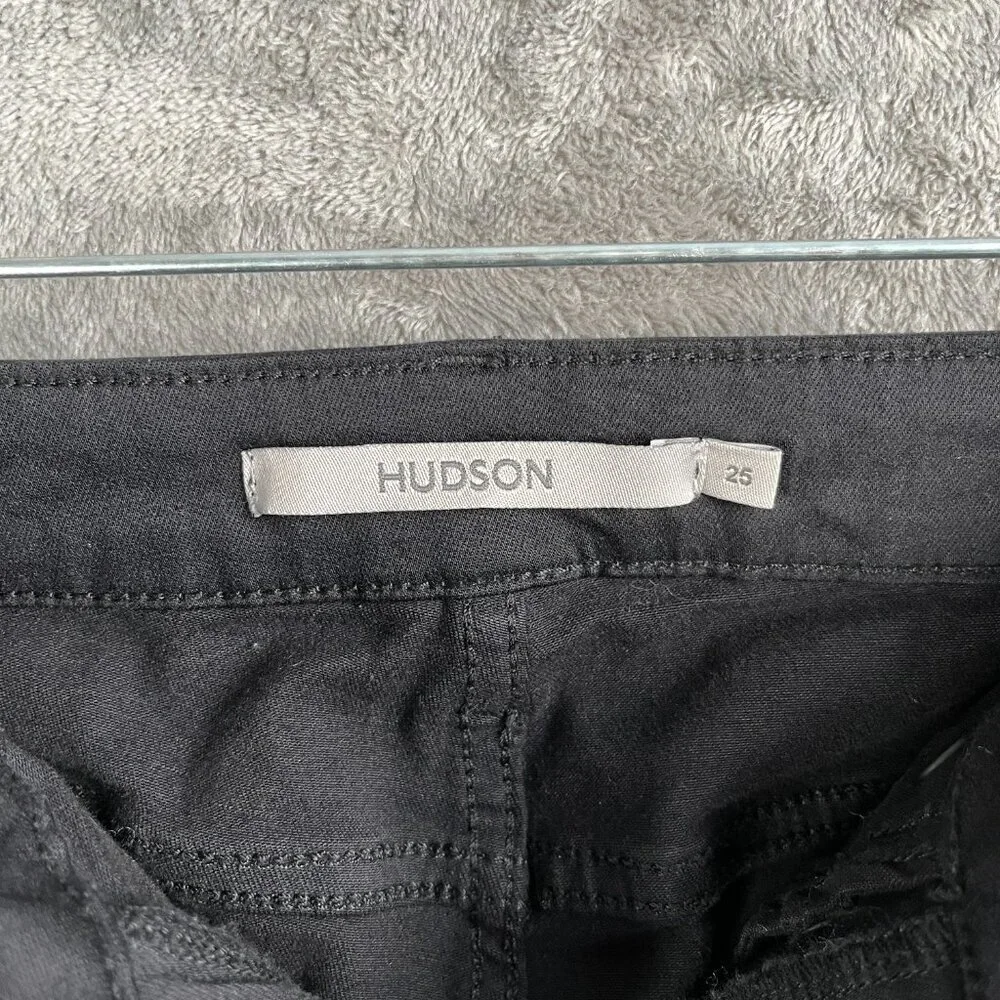 Hudson Nico Coated Skinny Jeans Womens 25 Black Mid Rise Ankle Slit Western Chic